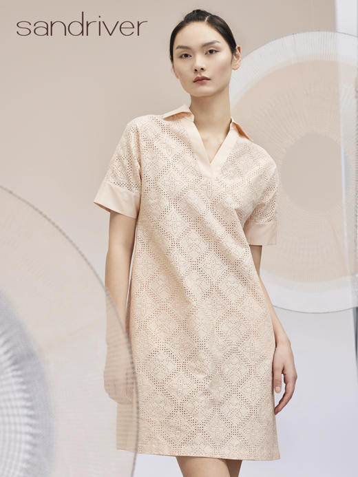 翻领短袖刺绣纯棉连衣裙 SJS95W003W 商品图1