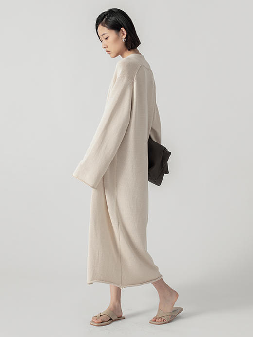 322工房经典再造环保棉针织长开衫2023春夏款时髦宽松长外套B041 商品图2
