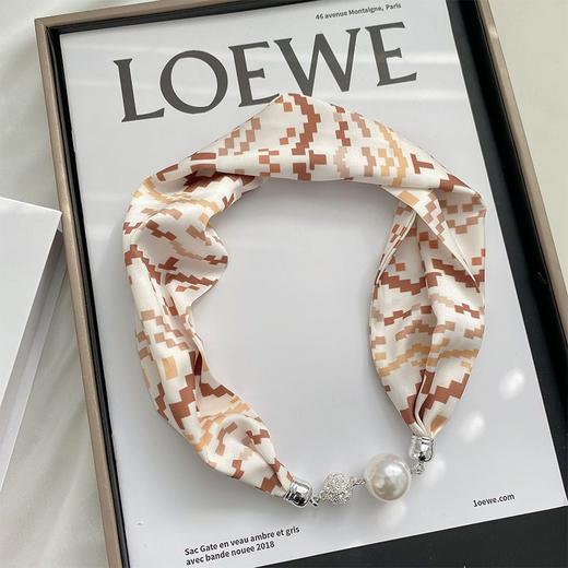 明星同款项链围巾  磁扣年轻气质磁吸扣珍珠项链小丝巾 商品图5