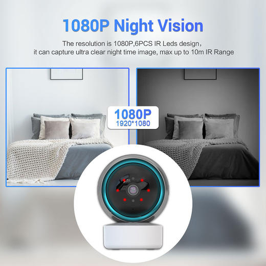 摄像机摇头WiFi监控安防360跟踪报警摄像头1080P 商品图3
