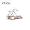 DFuse迪芙斯夏季新款羊皮方头褶皱扭结粗跟凉鞋女DF32115337 商品缩略图3