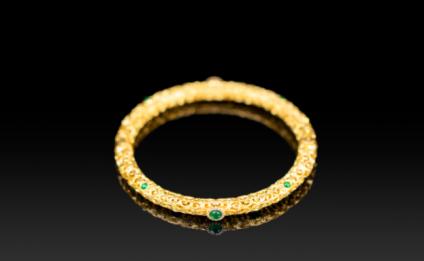 吉祥天地 18K金翡翠手镯 商品图0