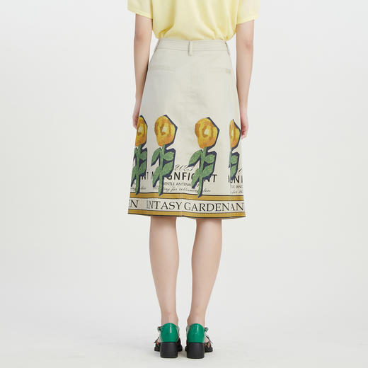 谜底A字型半身裙女2023夏季新款复古特色印花中长款半裙232MB0704 商品图2