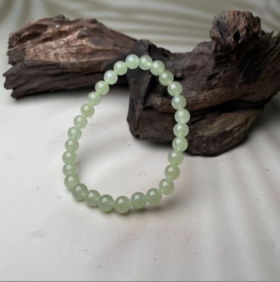 和田玉手串-单圈晴水圆珠6#