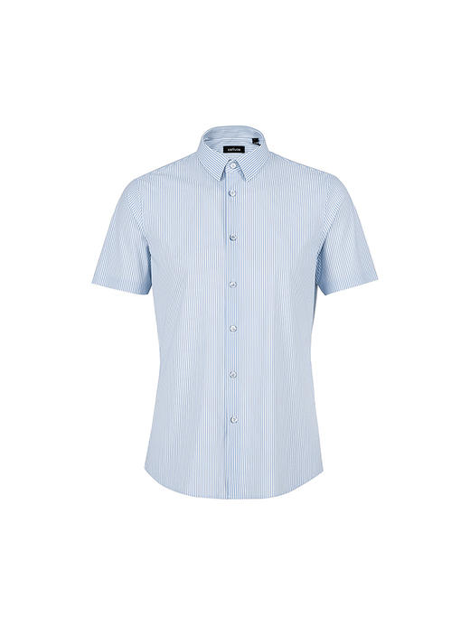 callisto浅蓝条纹弹力混纺短袖衬衫 SSSTS071C 商品图3