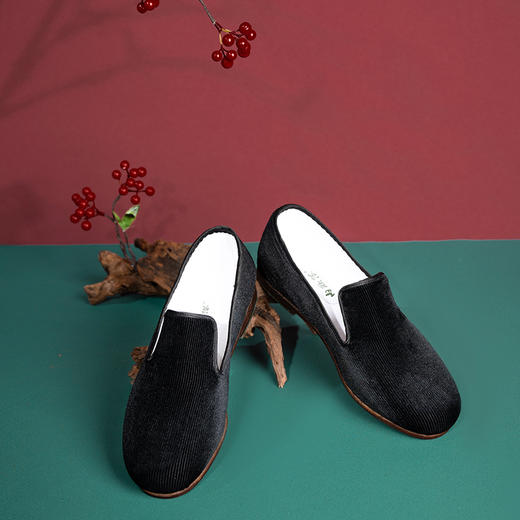 内联升男鞋单鞋镶芯皮底灯芯绒小舌单鞋7172A 商品图1