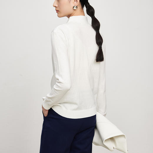 IN AND ON 春季新款V领针织衫上衣女丝质气质百搭简约通勤外套 商品图4