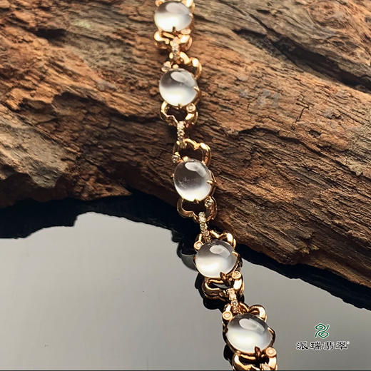 派瑞翡翠 18k金翡翠手链 冰种 无色 商品图1