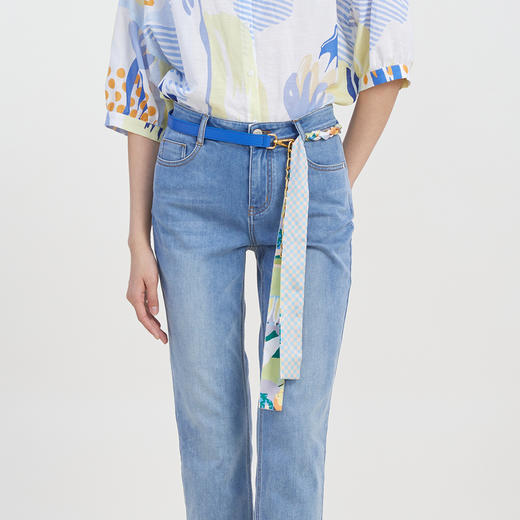 谜底时尚皮带女士2023夏季新款搭配腰带合成革拼接丝带232MQ0916 商品图2