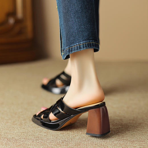 优雅气质，纯色牛漆皮凉拖DP-9552 商品图7