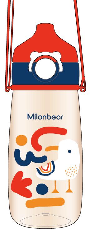 米仑熊 手提吸管杯 和平鸽（红色）480ml 商品图0