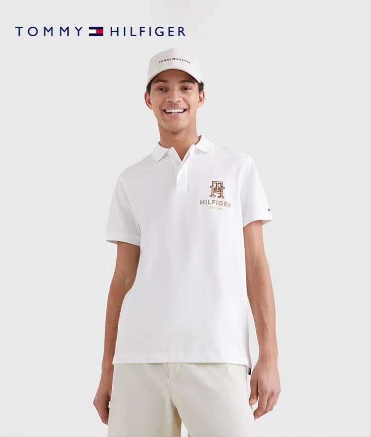TOMMY HILFIGER  魔力方23新款春夏男装字母刺绣翻领短袖POLO衫
