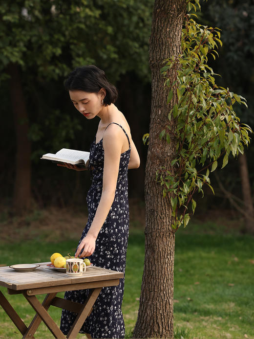 【周四精选福利】HeyDress法式碎花吊带连衣裙女夏季复古抽绳设计浪漫优雅气质裙子 商品图1
