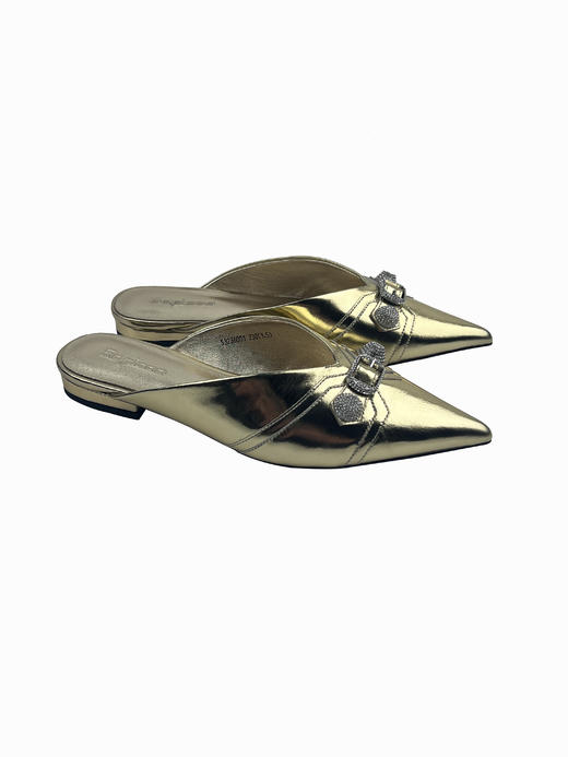 SAFICOO 时尚休闲 尖头平底 水钻一脚蹬真皮半拖 商品图7