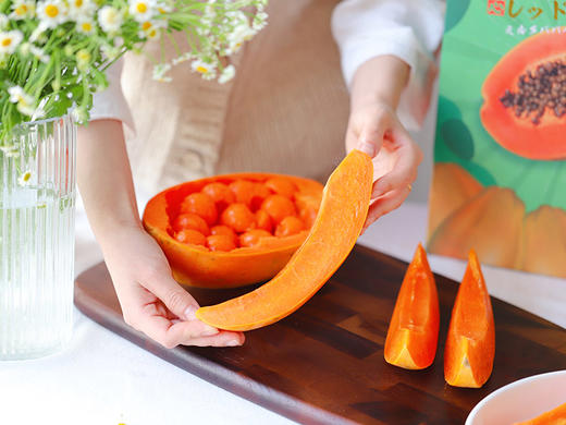 【三亚红心牛奶木瓜】十八度果缘 树上成熟，没有打药催熟，天然更健康 皮薄、肉嫩，无筋无丝 商品图2