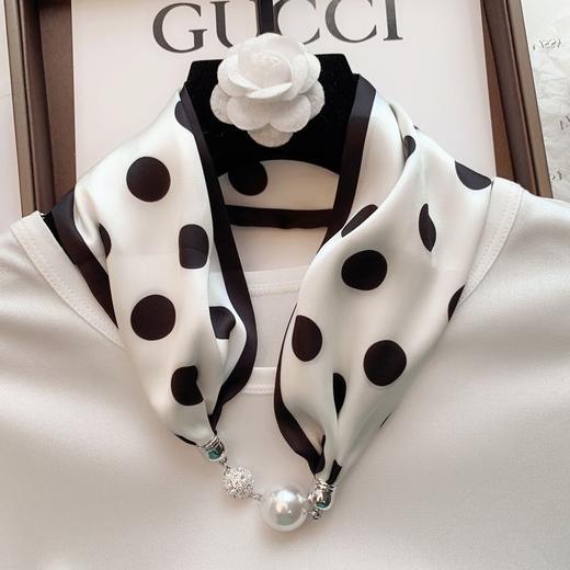 明星同款项链围巾  磁扣年轻气质磁吸扣珍珠项链小丝巾 商品图7