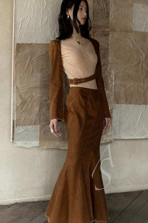 Oude Waag  焦糖色单宁系腰解构西装袖 商品图1