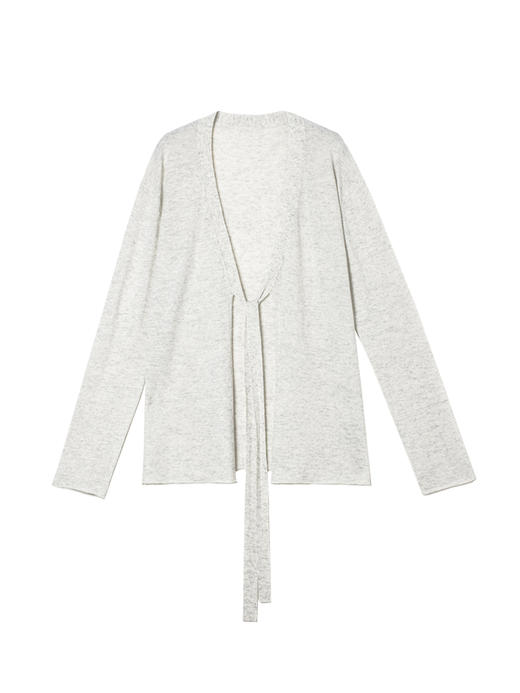 322工房重塑经典亚麻羊绒系带开衫2023春夏款长袖针织外套女B038 商品图4