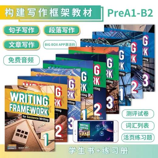 【5岁+推荐】英文原版句子段落短文写作框架必备 Writing Framework 全9册 赠电子资源&APP学习，对标KET PET 商品图0
