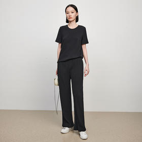 三宅褶皱套装女2023夏季新款短袖上衣休闲垂感显瘦阔腿裤两件套