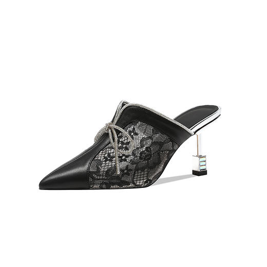 夏季百搭，水钻蕾丝真皮透气包头凉拖YLY-7883-3 商品图11