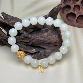 18K和田玉单圈-羊脂白玉镂空小塔圆