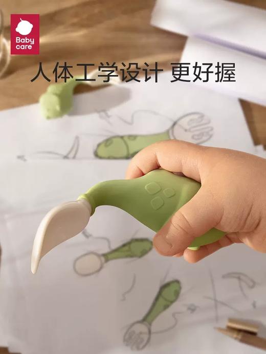 babycare宝宝勺子学吃训练婴儿短柄勺PPSU儿童餐具宝宝叉勺套装BBC-38714-38721 商品图5