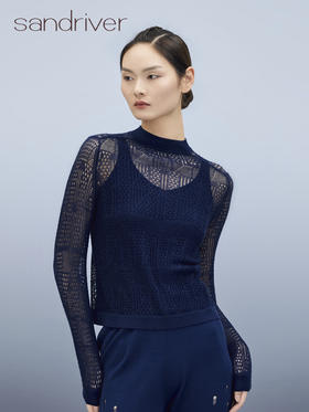 羊绒桑蚕丝半开襟套衫 SJS95W034K