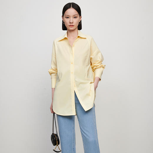 IN AND ON 新款衬衫女休闲宽松时尚简约显瘦全棉上衣21235 商品图5