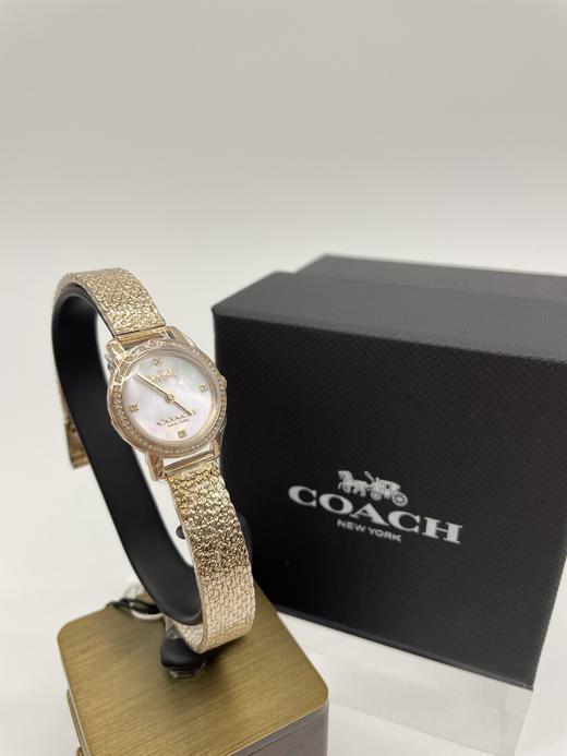 美国COACH 女士手表皮表带金色 商品图7
