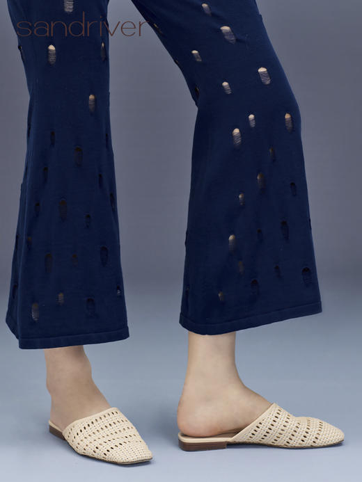 挑孔纯棉喇叭裤 SJS95K037K 商品图2