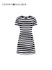 TOMMY HILFIGER   23新款春夏女装时尚通勤蓝白条纹拉链短袖连衣裙 商品缩略图3