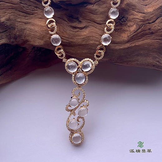 派瑞翡翠 18k金翡翠项链 冰种 无色 商品图2