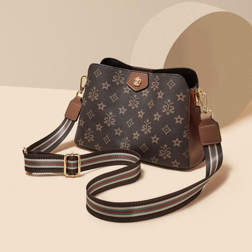 Safiya/索菲娅2023新款印花水桶包大容量单肩包包女式斜挎包女包SF9140052Y 商品图1