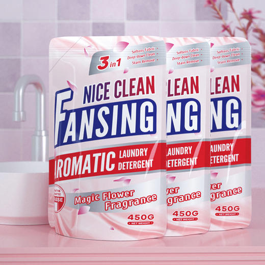「买一送一！9.9元包邮」蓝漂浣馨洗衣液450g*2袋装 家庭护理护色洁净留香去渍居家日用清洁工具 商品图3