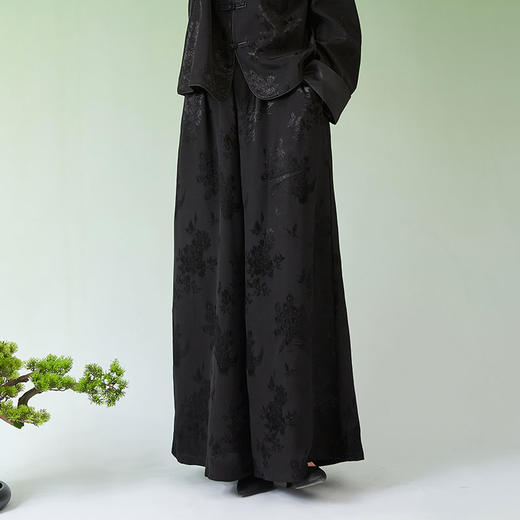 春夏女装新款人丝提花中式宽松休闲阔腿裤N210778 商品图3