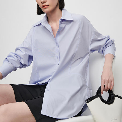 IN AND ON 新款衬衫女休闲宽松时尚简约显瘦全棉上衣21235 商品图6