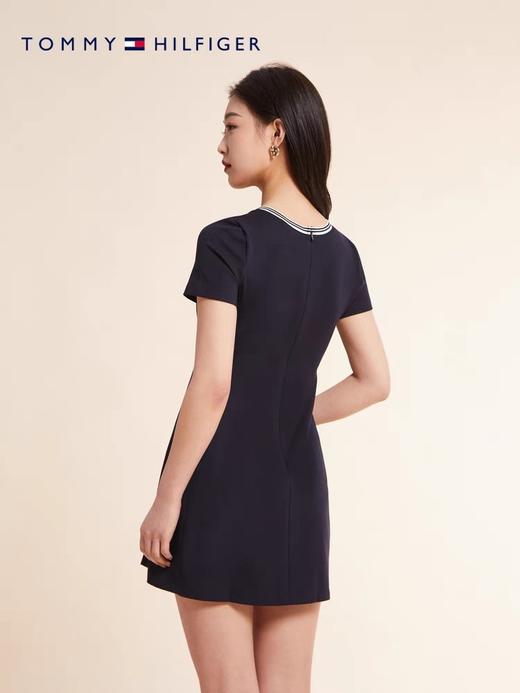 TOMMY HILFIGER 23新款春夏女装简约气质拼色圆领收腰显瘦A字连衣裙 商品图2