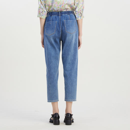 谜底牛仔裤女2023夏季新款简约时尚弹力水洗萝卜九分裤232MK0511 商品图2