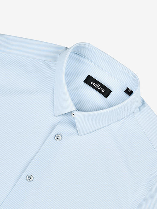 callisto浅蓝混纺牙签纹短袖衬衫 SSSTS051C 商品图1