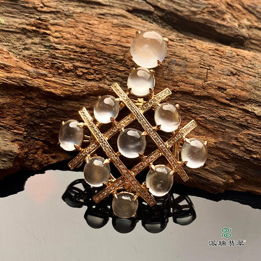 派瑞翡翠 18k金翡翠吊坠 冰种 无色 商品图1