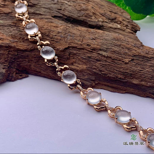 派瑞翡翠 18k金翡翠手链 冰种 无色 商品图5