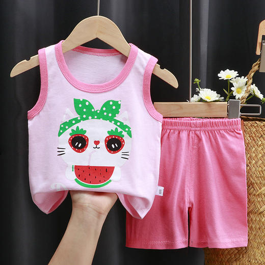 【39.9/2套 A类纯棉儿童背心套装】男童无袖短裤女童吊带衫童装 柔软舒适 呵护宝宝娇嫩肌肤 商品图5