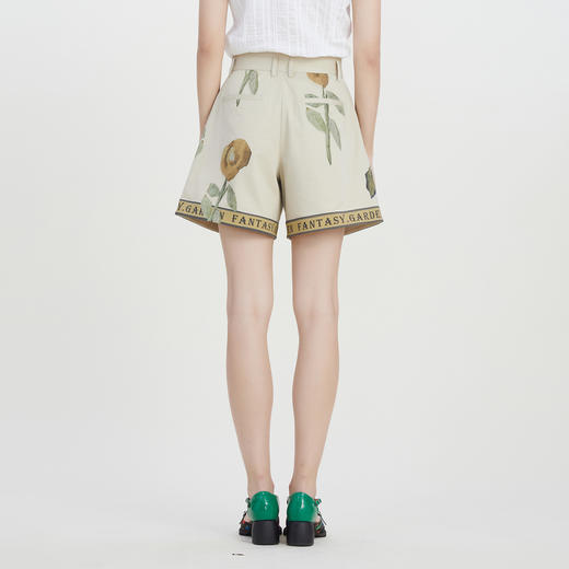 谜底复古印花短裤女2023夏新款花卉印花百搭A型宽松裤子232MK0666 商品图2