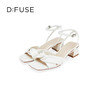 DFuse迪芙斯夏季新款羊皮方头褶皱扭结粗跟凉鞋女DF32115337 商品缩略图4