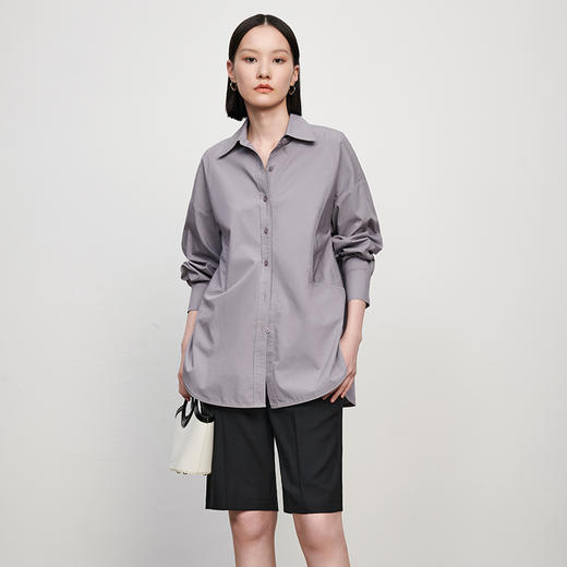 IN AND ON 新款衬衫女休闲宽松时尚简约显瘦全棉上衣21235 商品图7