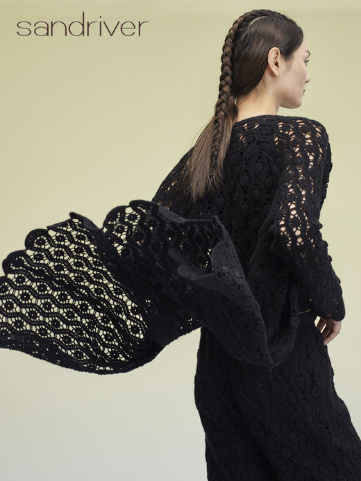 长款钩花羊绒开衫 SJS95W007W 商品图2