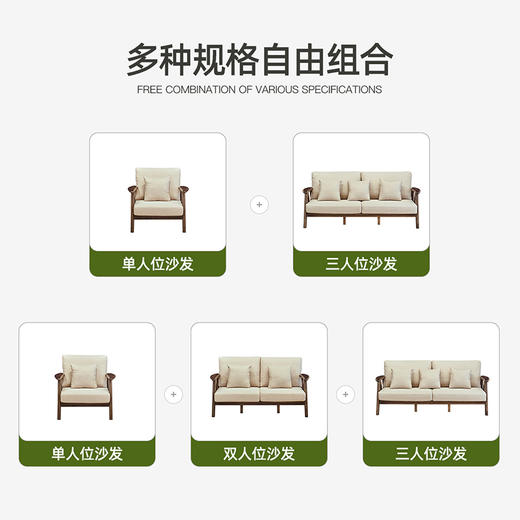 喜梦宝沙发布艺沙发简约现代客厅三人位沙发小户型 商品图2