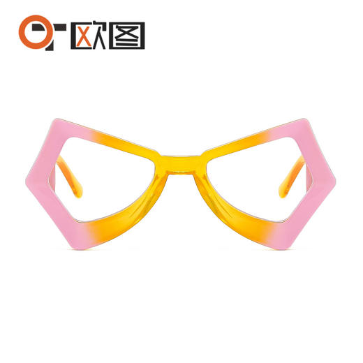 【好物推荐】新款个性蝴蝶猫眼彩虹色系平光镜 配镜眼镜框防蓝光眼镜 商品图2