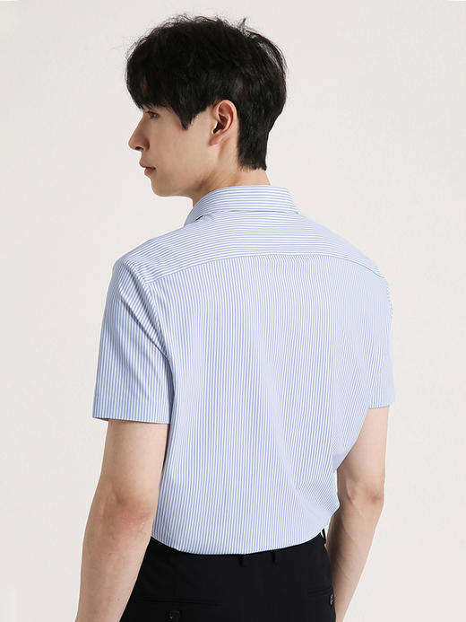 callisto浅蓝条纹弹力混纺短袖衬衫 SSSTS071C 商品图2